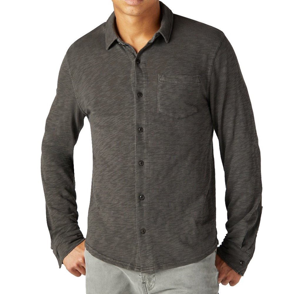 Lucky Brand Washed Long Sleeve Knit Shirt - Black